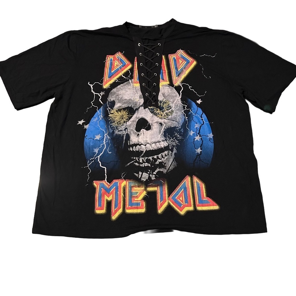 💀Missguided Black Lace-Up Top Dead Metal Size 10